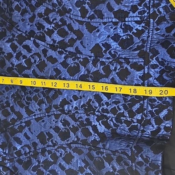 Carlisle Royal Blue Black Jaquard Floral Evening Jacket Mock Neck Size M - Picture 16 of 16
